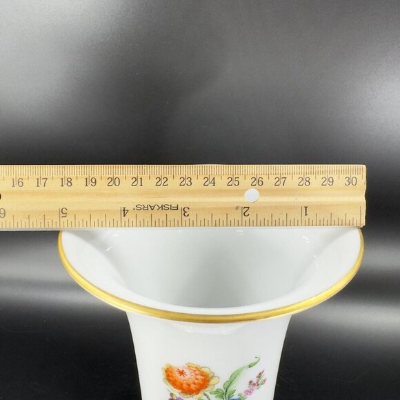 1975 Hochst German Vase Multicolor Flowers with Gold Trim Germany Porcelain Vtg - Picture 7 of 16